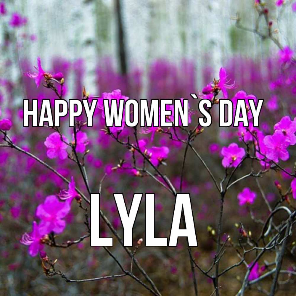 Greetings card с именем, Lyla happy women`s day дикие цветы Greetings with text for free download 
